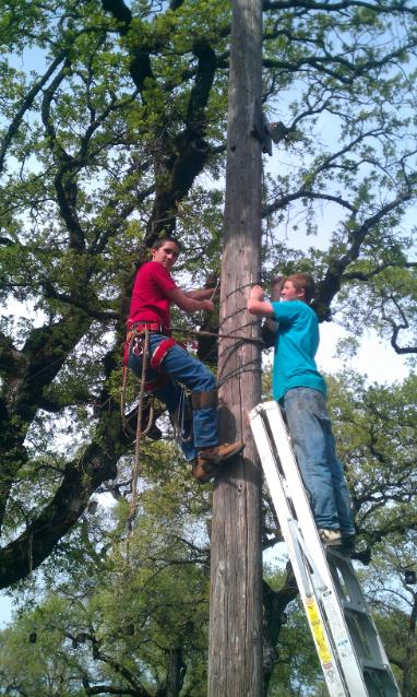 Students Justin Skinner & Devin Manson help with stage overhang project